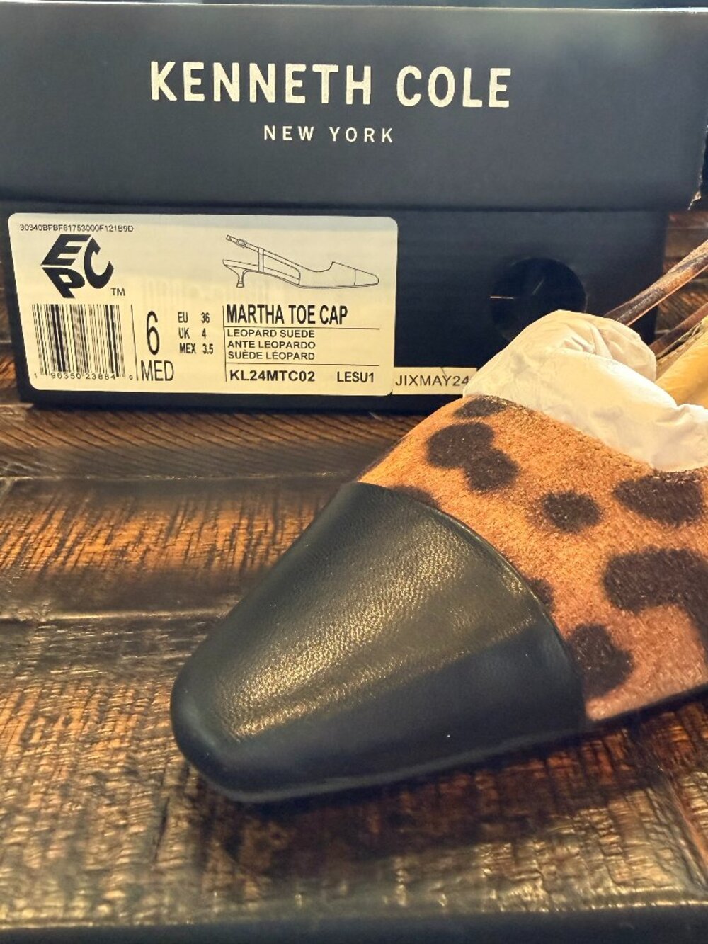 Kenneth Cole New York Martha Toe Cap Leopard Suede Sz 6